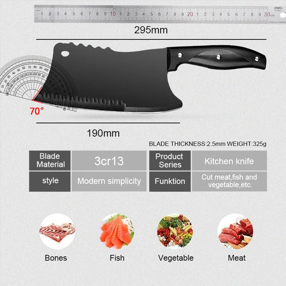 PLYS Meat Cleaver – Heavy Duty Stainless Steel Butcher Knife Meat Cleaver Knife Axl