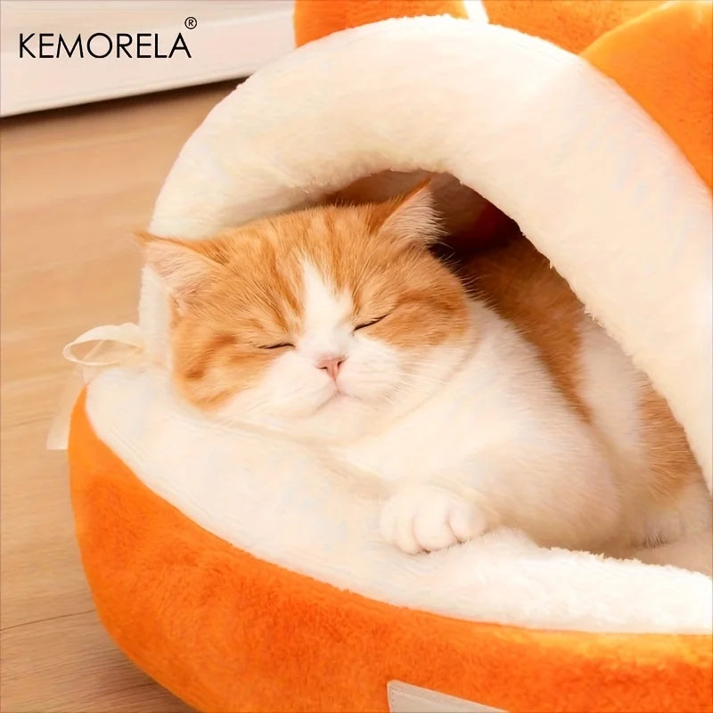 KEMORELA Cat Ear Bed – Warm Semi-Enclosed Pet Nest Cat Bed Axl