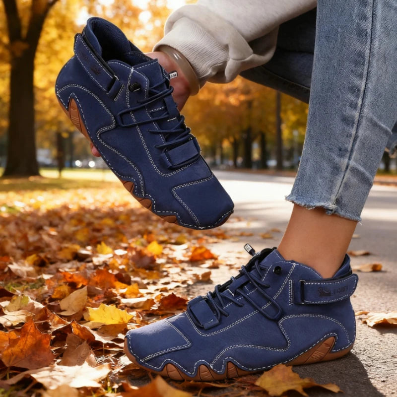 ZULIWAGN Women's Leather Lace-Up Ankle Boots – Lightweight Leather Ankle Boots Axl Navy Blue 47