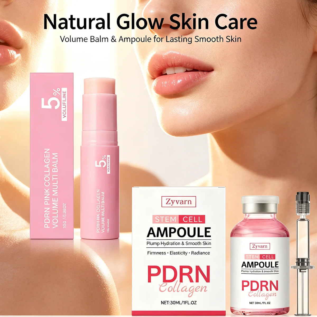 PDRN Collagen Ampoule & Plumping Balm Set – Hydrating Skincare Skincare Ampoule Set Axl