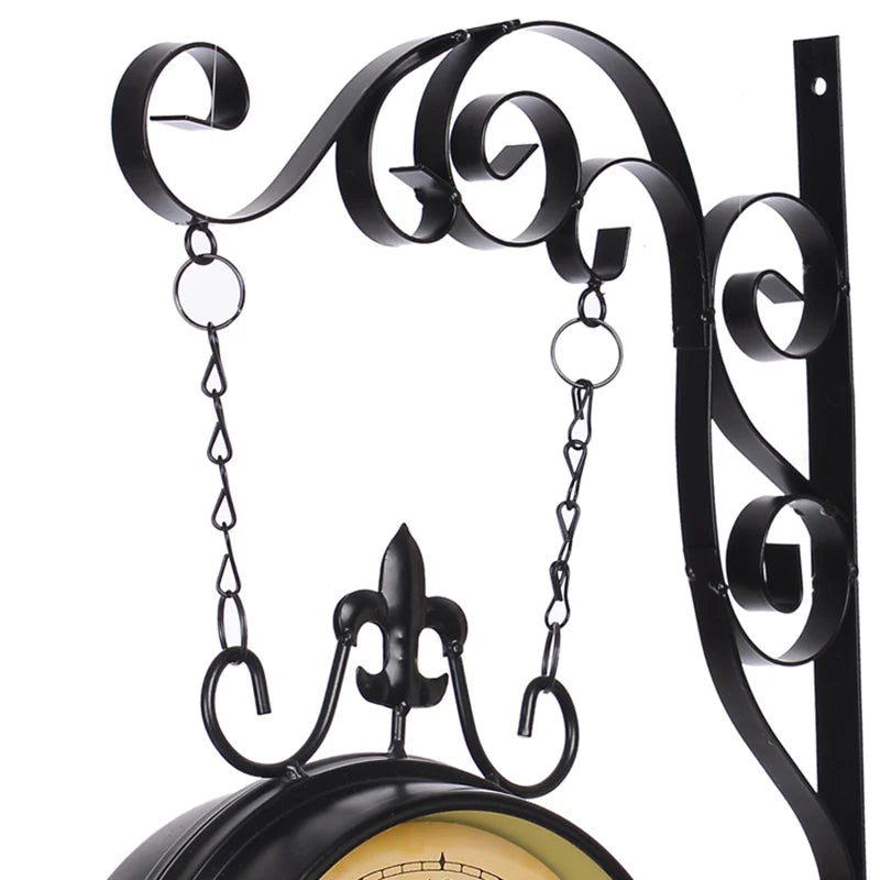 Nordic Retro Silent Wall Clock – Black Iron Shabby Chic 54x33cm Silent Wall Clock Axl