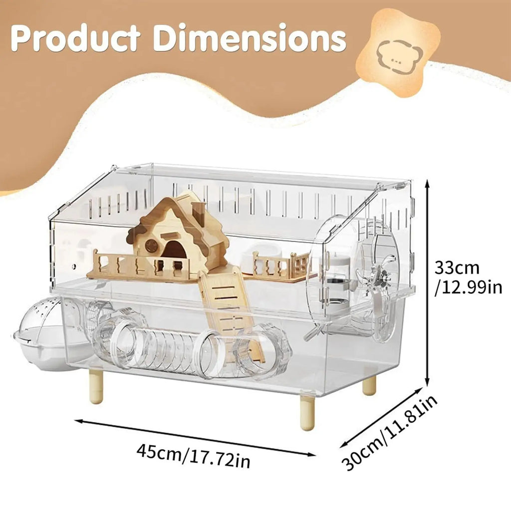 2-Layer Clear Acrylic Hamster Cage with Accessories Small Animal Cage Axl