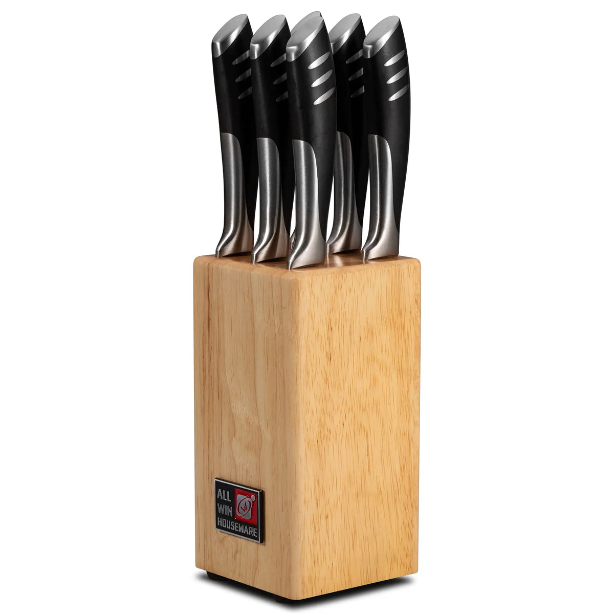6-Piece Steak Knife Block Set | High Carbon Stainless Steel Steak Knife Set Axl Wood color holder China Mainland