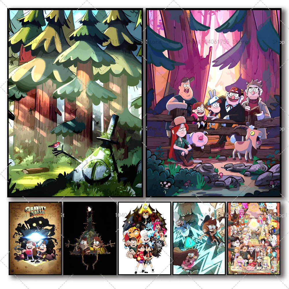 Gravity Falls Wall Poster – Self-Adhesive Waterproof Sticker Wall Art Poster Axl