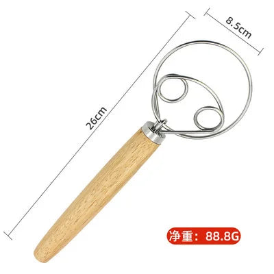 10-Inch Danish Dough Whisk – Oak Wood & Stainless Steel Dough Whisk Axl wooden B