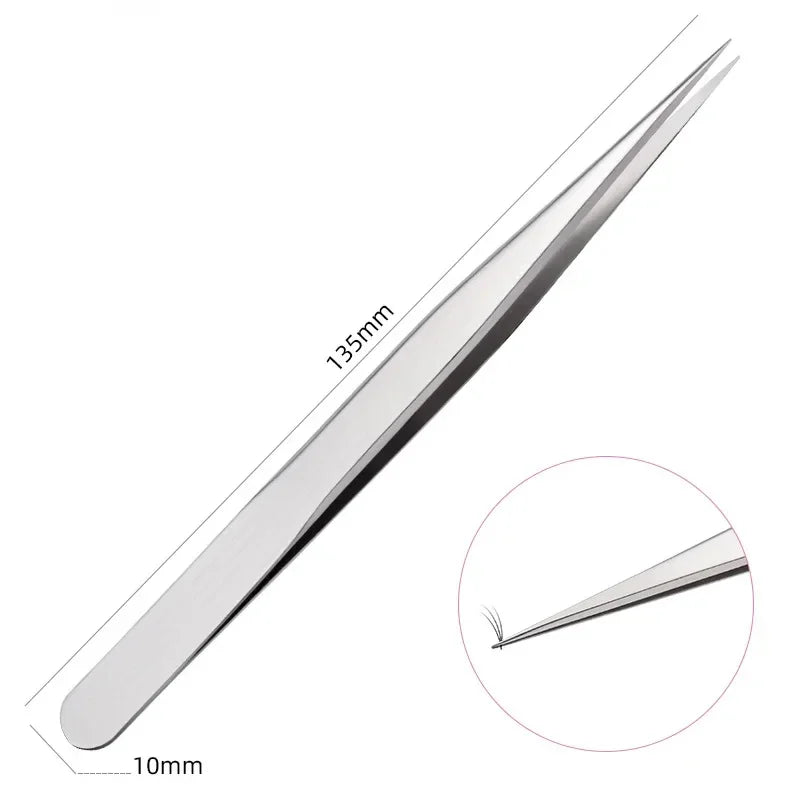Precision 3D Lash Extension Tweezers – Stainless Steel Pro Clip Lash Extension Tweezers Axl Silver I Shape