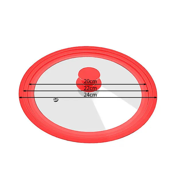 Universal Silicone Glass Lid for Pans & Skillets 16–32cm | PGY Cookware Lid Axl Red 20-22-24cm