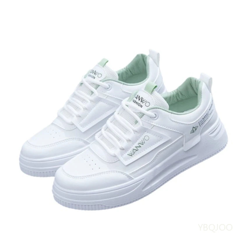 YBQJOO Women's Casual Lace-Up Sneakers – White Comfort Shoes Women's Sneakers Axl