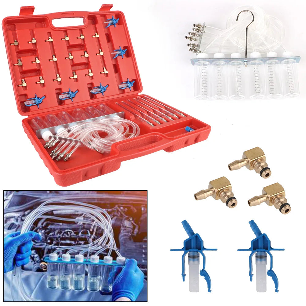 Fuel Injector Return Flow Test Kit | Engine Pressure Gauge Automotive Diagnostic Kit Axl