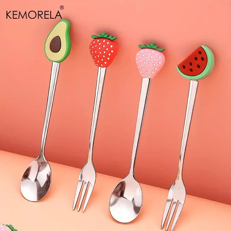 4-Piece Stainless Steel Cutlery Set – Spoons & Fruit Fork Stainless Steel Flatware Axl