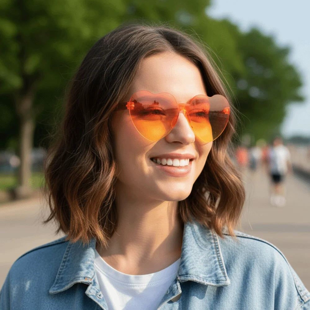 Heart Shape UV Sunglasses – Colorful Gradient Rimless Shades Fashion Sunglasses Axl