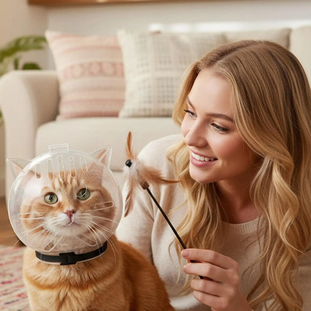 Breathable Cat Muzzle Helmet – Anti-Bite Grooming Hood Cat Grooming Muzzle Axl