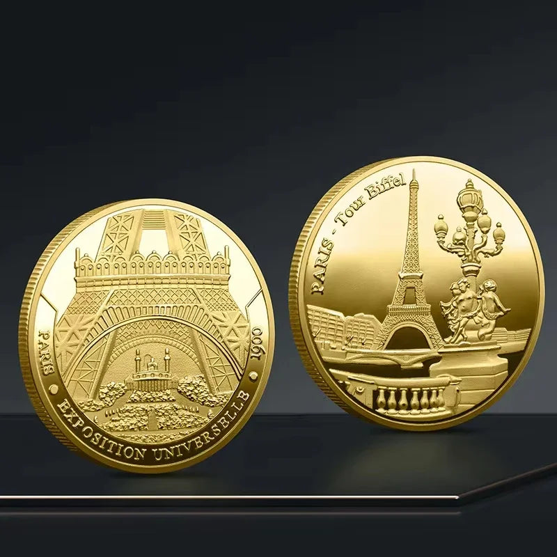 Paris Eiffel Tower Commemorative Coin | Metal Travel Keepsake Commemorative Coin Axl