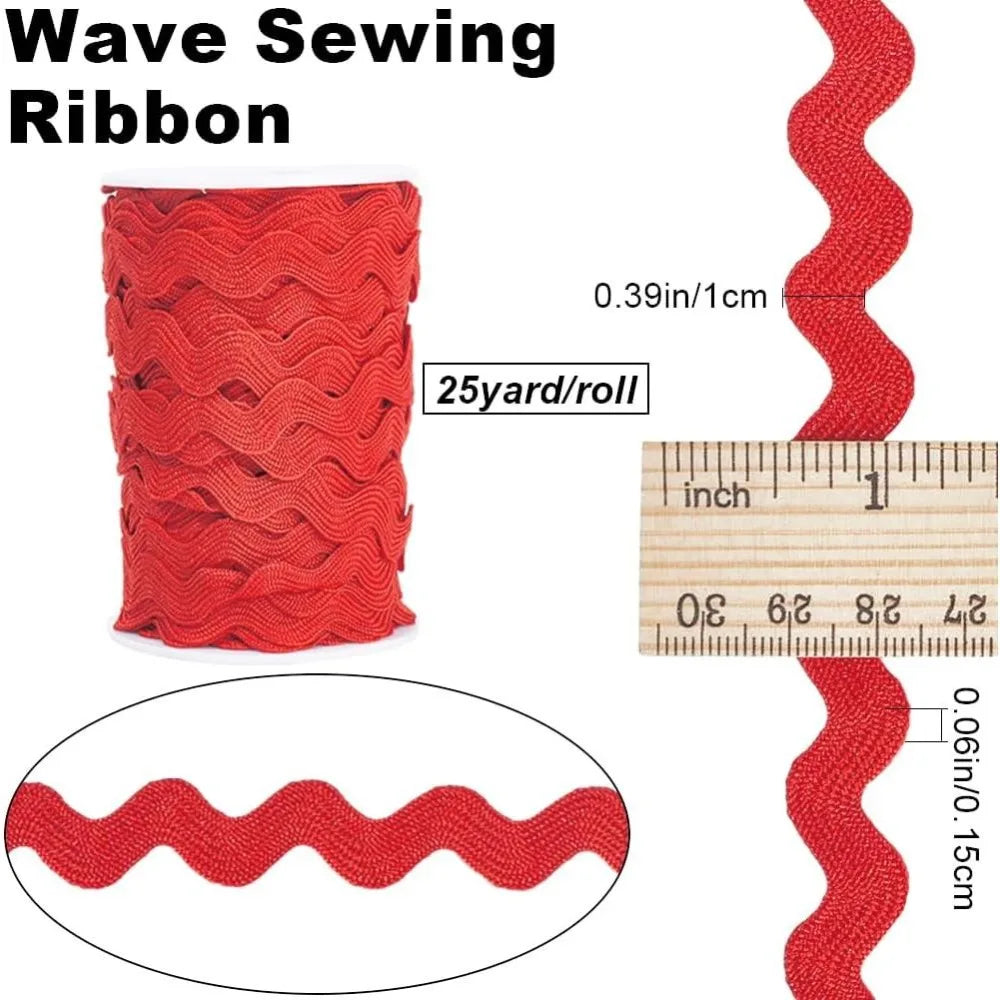 Rick Rack Trim Ribbon 10mm 25 Yards – Wave Ric Rac Sewing Sewing Trim Ribbon Axl