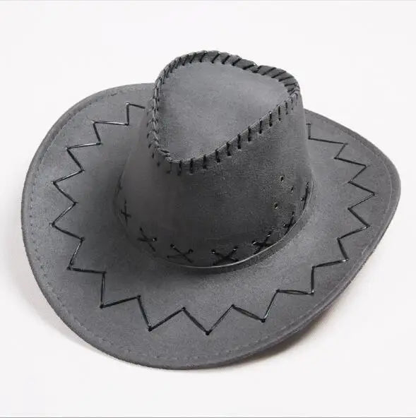 Wide Brim Western Cowboy Hat – Unisex Faux Suede Sun Hat Western Cowboy Hat Axl grey