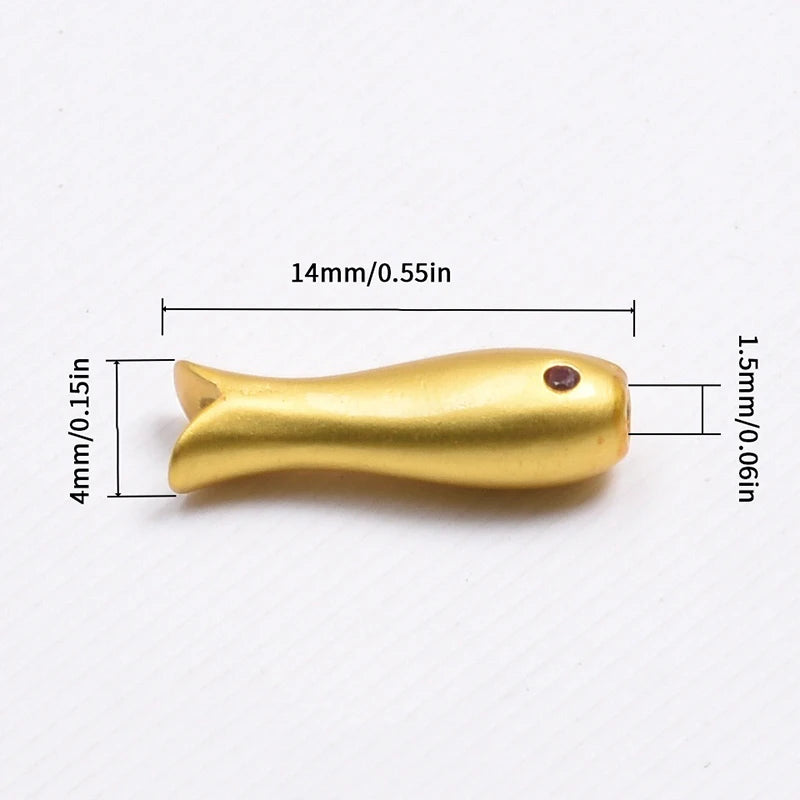 10Pcs Gold Fish Spacer Beads – Stainless Steel DIY Charms Jewelry Spacer Beads Axl