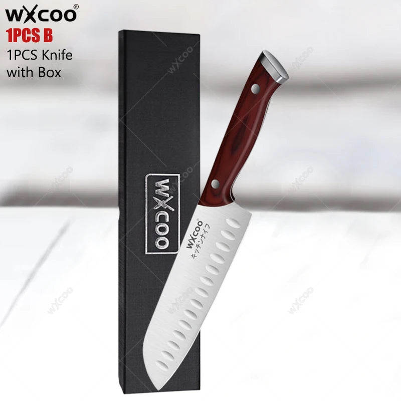 WXCOO Japanese Chef Knife Set – Sharp Stainless Steel Kitchen Chef Knife Set Axl Knife B with Box