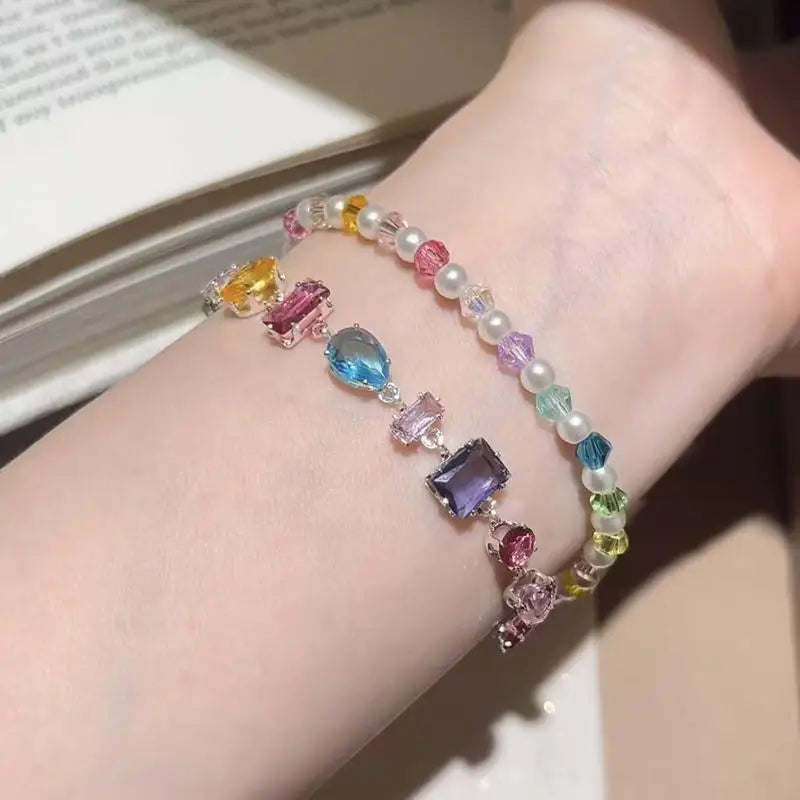 Colorful Crystal Zirconia Bracelet – Korean Style Women's Jewelry Fashion Bracelet Axl