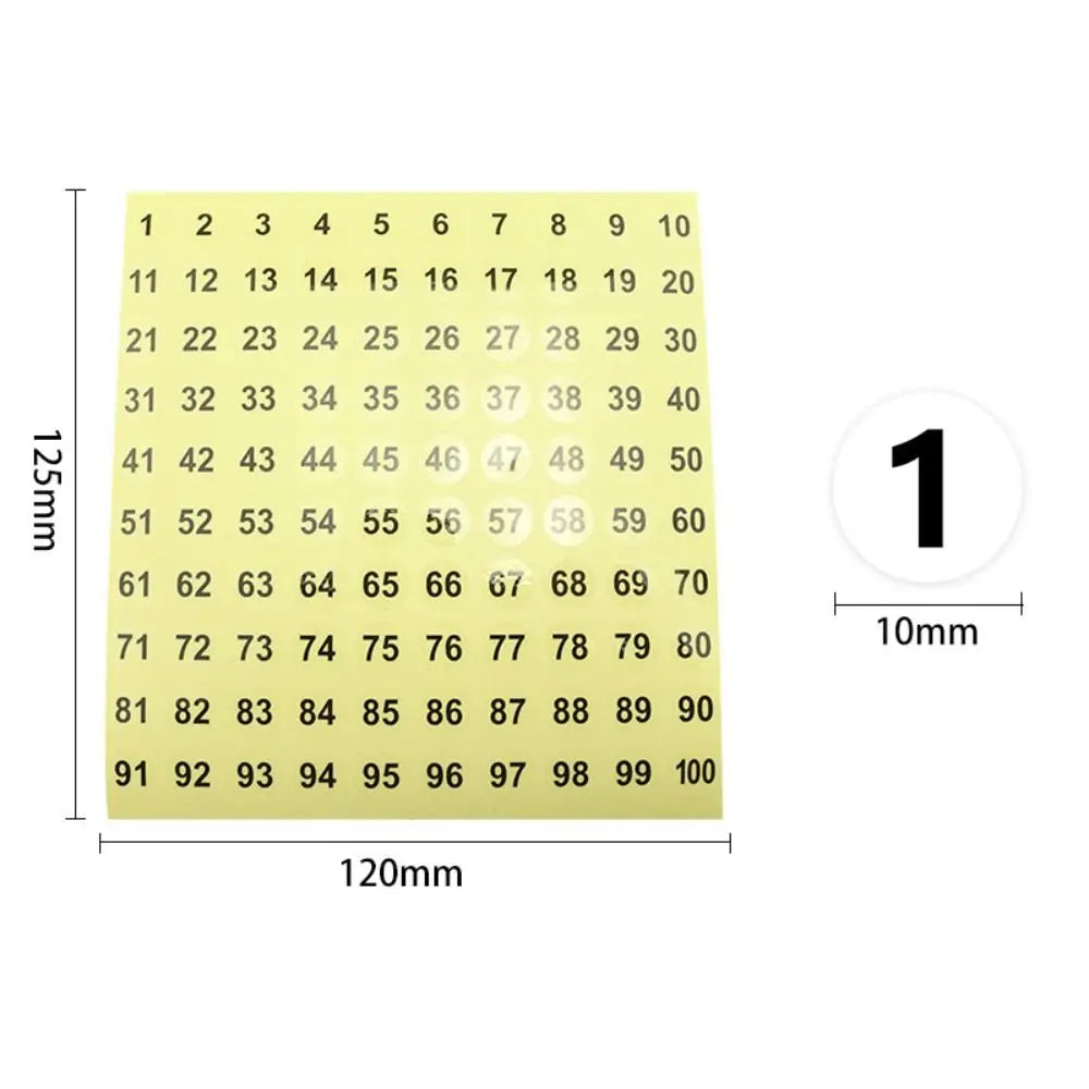 100 Sheets Self-Adhesive Number Stickers 1–100 | Sorting Labels Number Label Stickers Axl