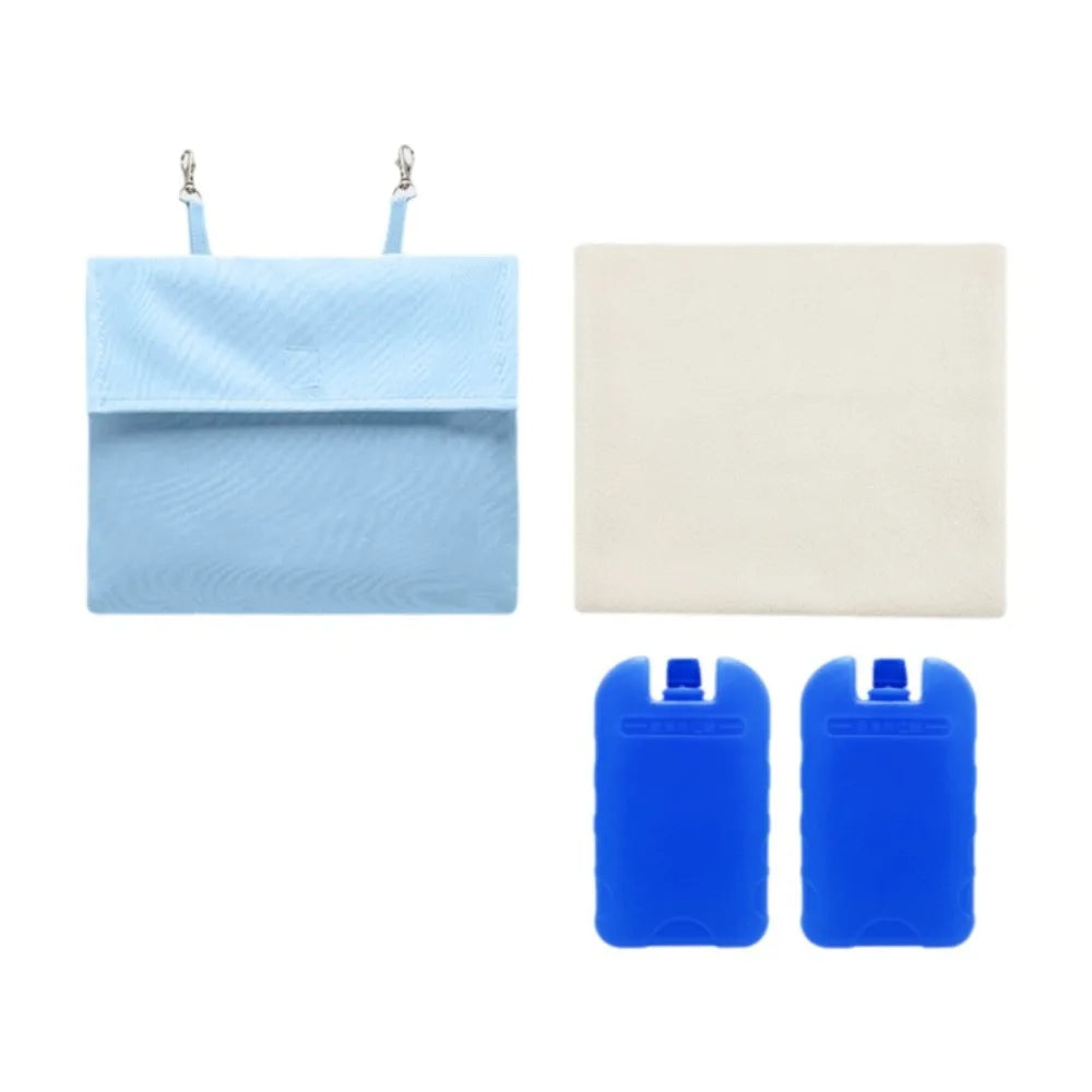 Pet Cage Ice Pack Cooling Pouch with Hook – Small Animals Pet Cooling Pouch Axl Blue with ice box