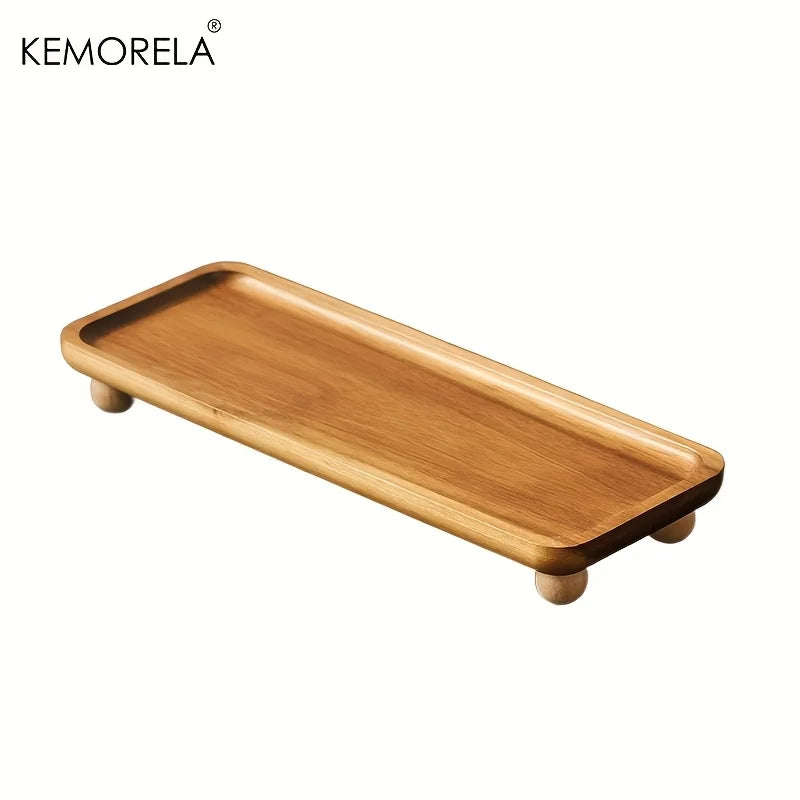 KEMORELA Solid Wood Serving Tray – Vintage Pedestal Stand Wooden Serving Tray Axl C