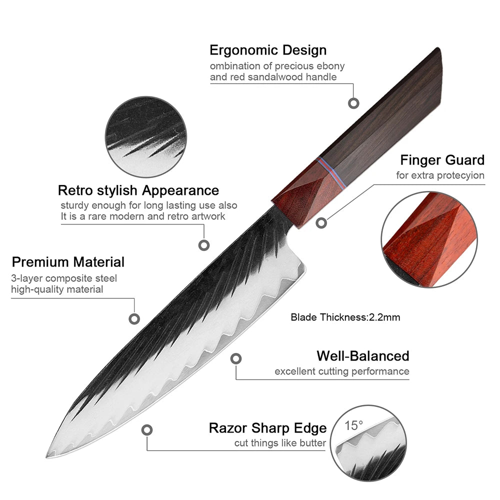 XITUO 1–7 Pc Japanese Chef Knife Set | Hand-Forged Steel Kitchen Knife Set Axl