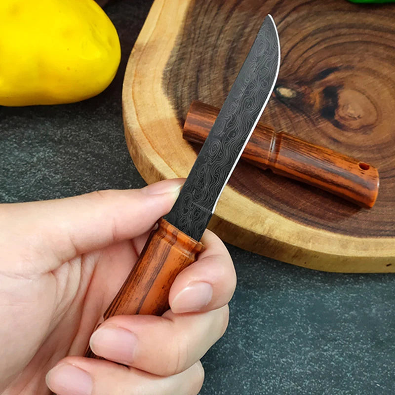 Damascus Pattern Utility Knife – Stainless Steel Camping Blade Camping Utility Knife Axl