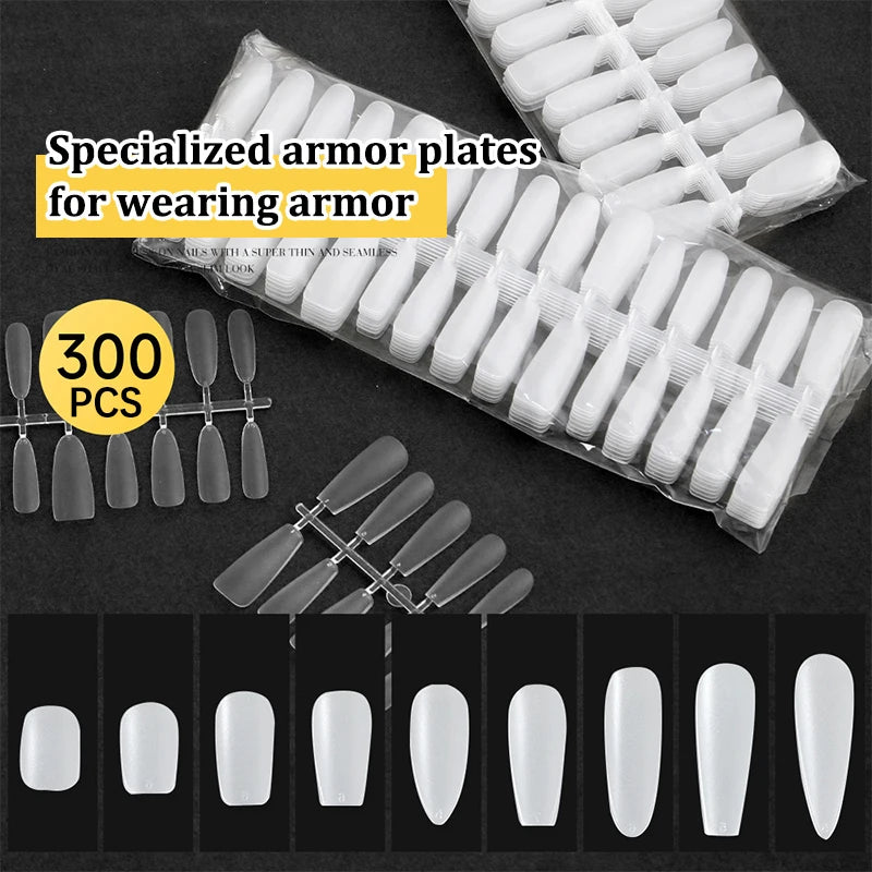 300 Pcs Matte & Clear False Nail Tips – Gel Extension DIY Kit False Nail Tips Axl