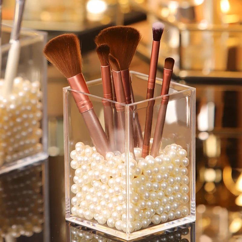 Clear Plastic Makeup Brush Holder & Desktop Cosmetic Organizer Makeup Brush Holder Axl