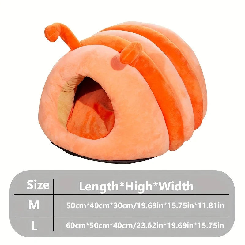 KEMORELA Caterpillar Cat Bed – Warm, Washable Semi-Enclosed House Cat Bed House Axl