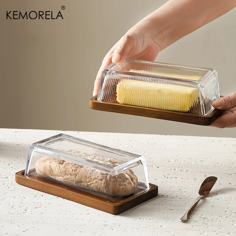 Wooden Cheese Tray with Glass Cover | Butter & Dessert Board Wooden Serving Tray Axl