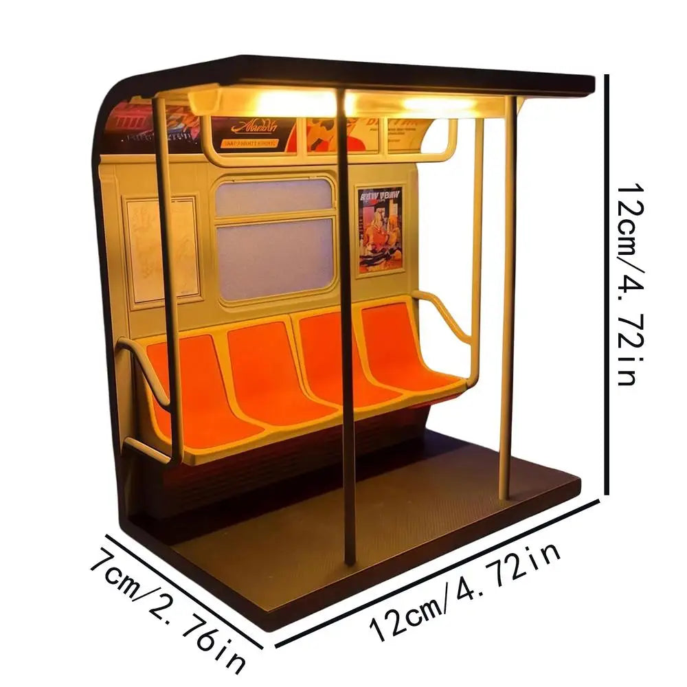 Retro Subway Train LED Table Lamp with 3 Swappable Posters LED Novelty Table Lamp Axl As show