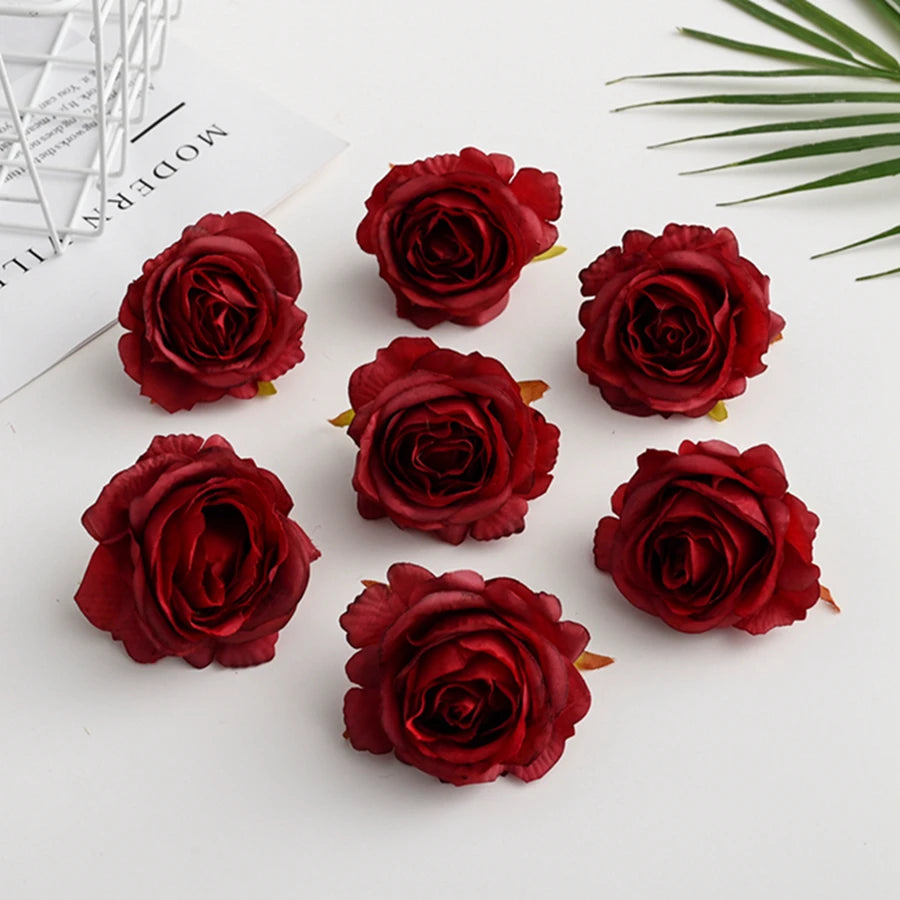 Silk Rose Flower Heads 10 Pcs – Wedding, Wreath & DIY Crafts Artificial Silk Flowers Axl Color 18 10 Pieces