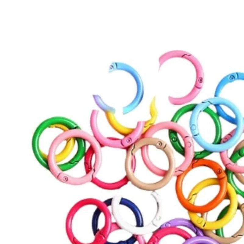 50 Pcs 25mm Colorful Alloy Spring O-Ring Buckles for DIY Keychains Keychain Ring Hardware Axl