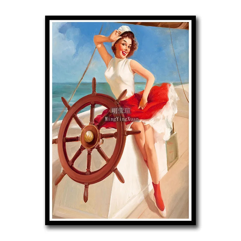 WWII Retro Girl Movie Poster – Vintage Wall Art Home Decor Retro Wall Poster Axl 4 42x30cm
