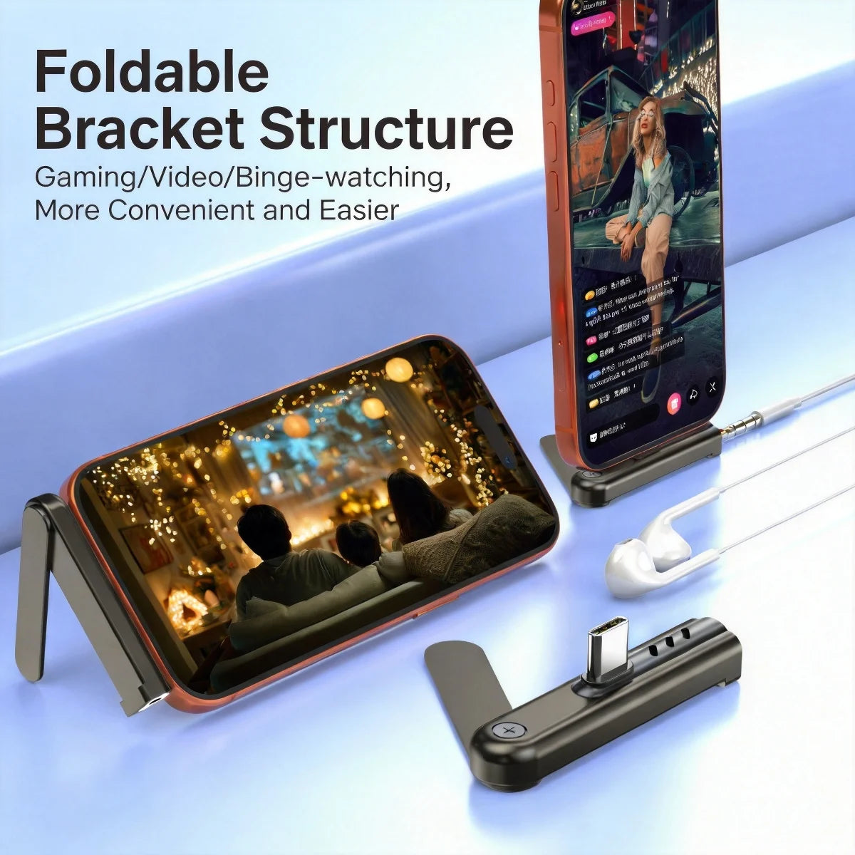 USB-C to 3.5mm HiFi DAC Audio Adapter + Foldable Phone Stand Audio DAC Adapter Axl