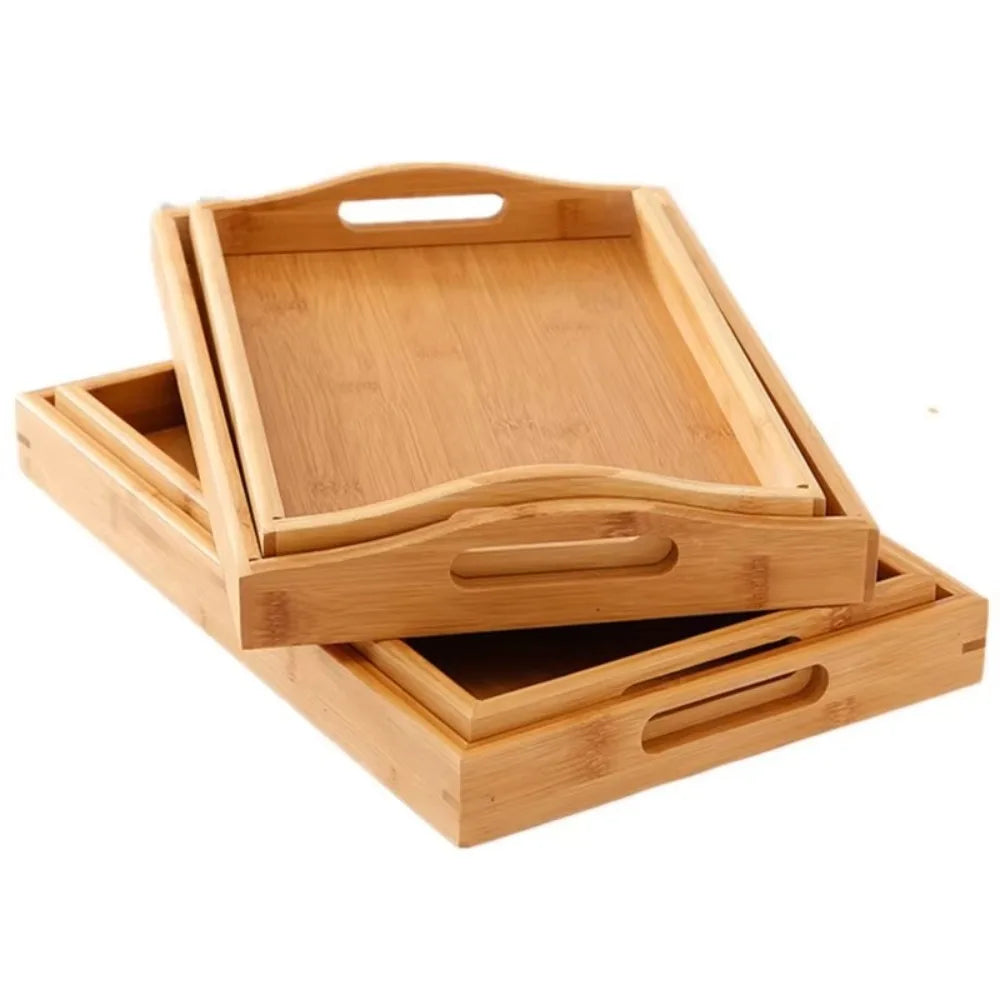 Retro Bamboo Storage Tray Organizer – Coffee Table & Tea Tray Bamboo Serving Tray Axl