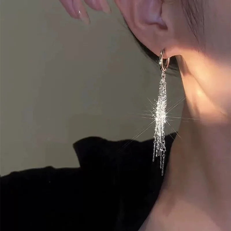 Metal Long Tassel Drop Earrings for Women – Dangle Jewelry Tassel Drop Earrings Axl