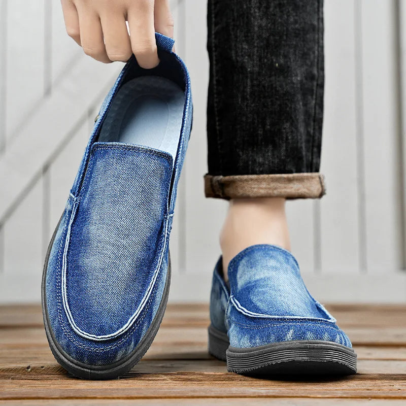 Men's Denim Canvas Slip-On Loafers – Low Top, Big Sizes Canvas Slip-On Loafers Axl
