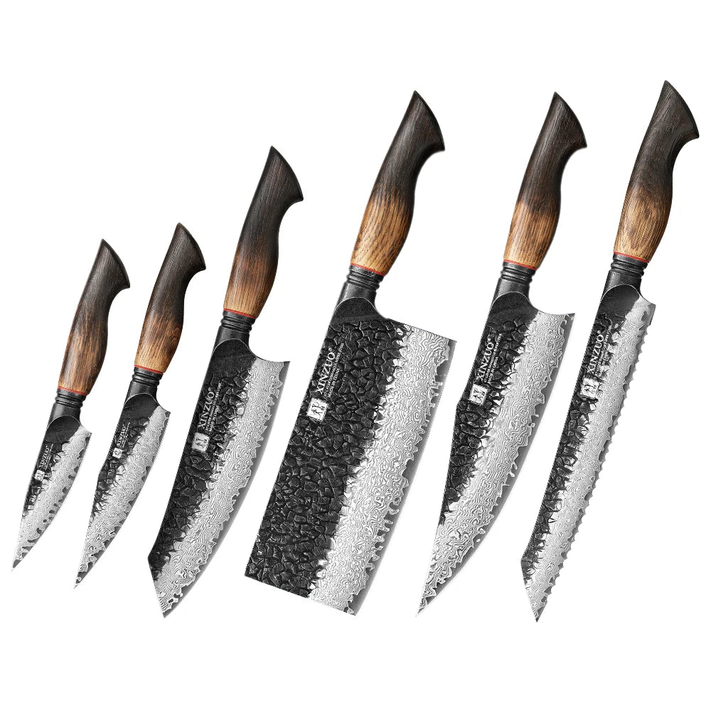 XINZUO 8-Piece Damascus Steel Kitchen Knife Set | 67 Layers Kitchen Knife Set Axl 6PCS Knife Set