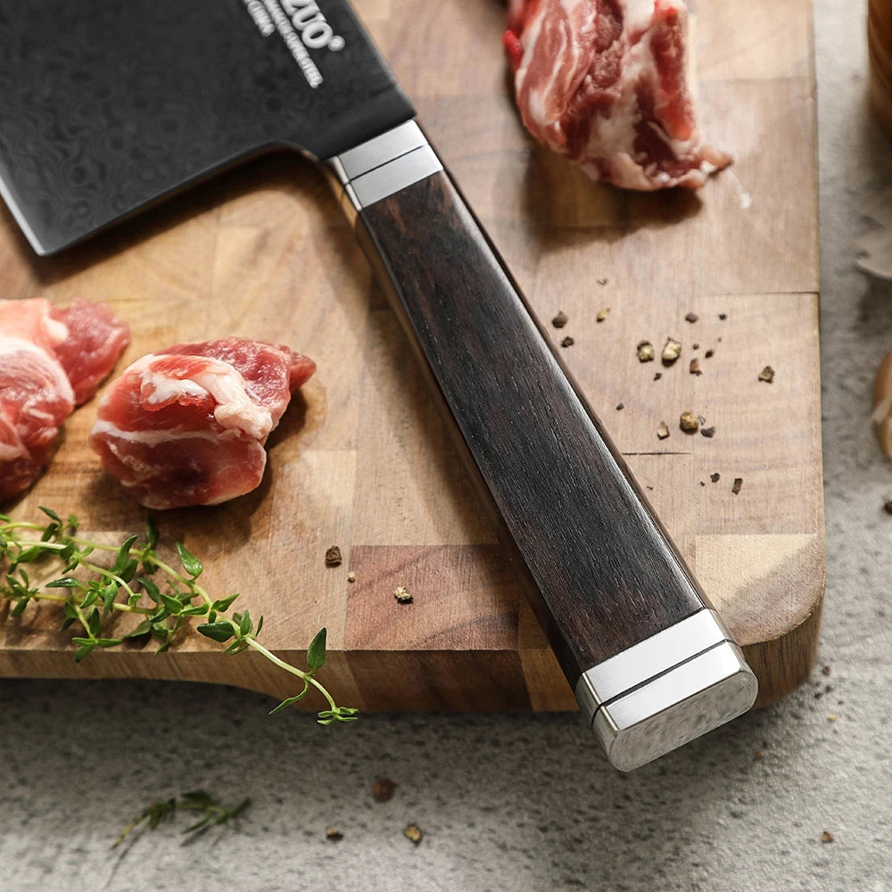 XINZUO 6.5" 67-Layer Damascus Steel Bone Chopper Kitchen Knife Damascus Bone Chopper Axl