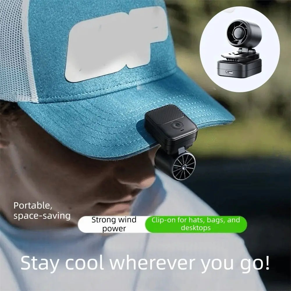 Portable Hat Clip Fan – USB-C Rechargeable 3-Speed Mini Fan Clip-On Mini Fan Axl