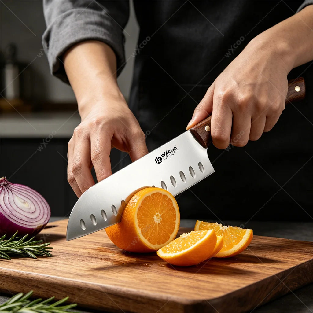 WXCOO 7.8" Santoku Knife – Japanese Stainless Steel Chef Knife Santoku Chef Knife Axl