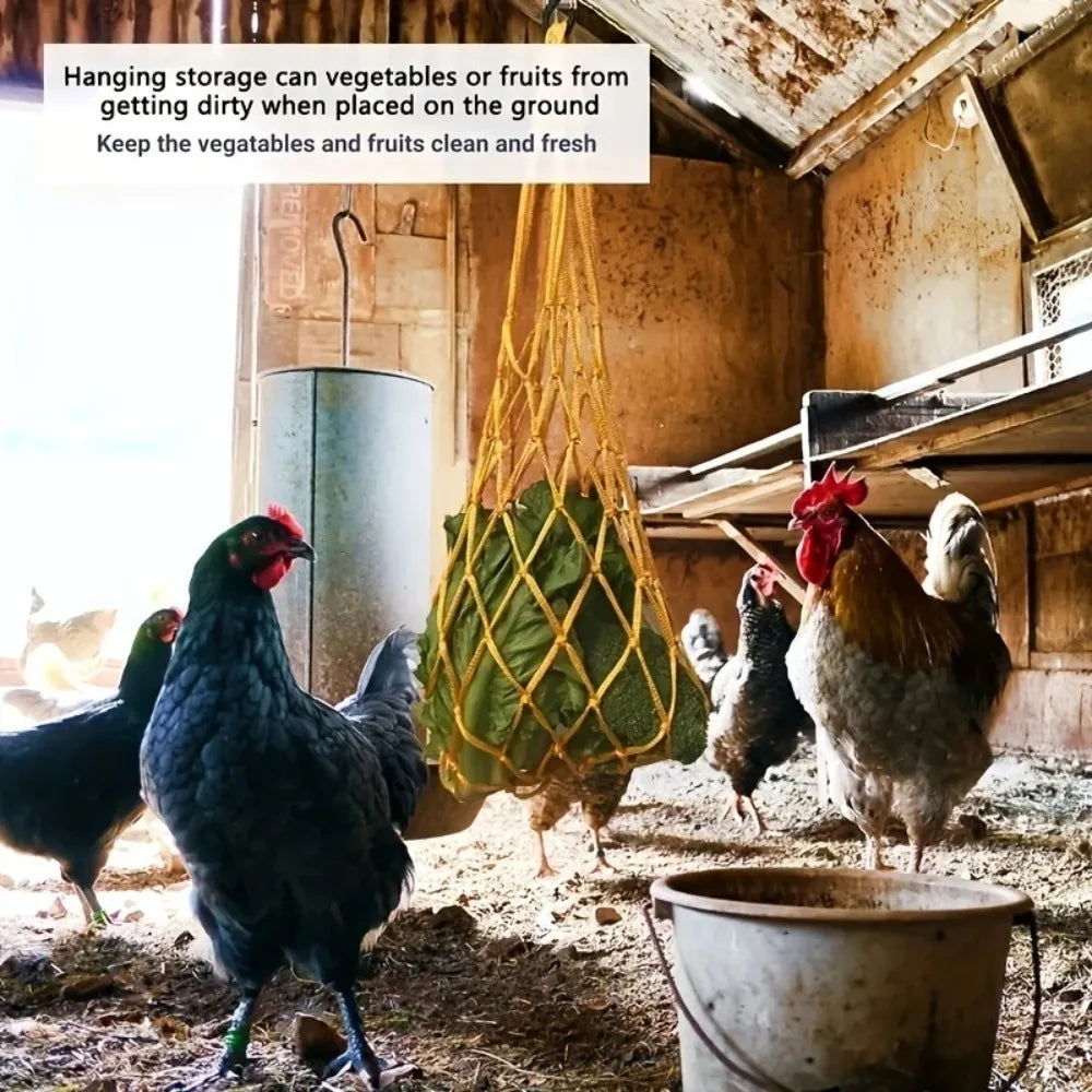 Hanging Poultry Feeder Net Bag – Reusable Mesh with Hook Poultry Feeder Bag Axl