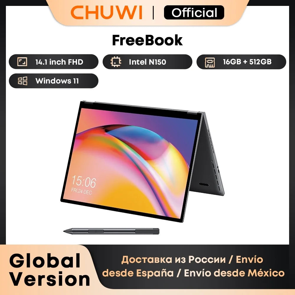 CHUWI FreeBook 2-in-1 Laptop 13.5" Touch Intel N150 16GB 512GB 2-in-1 Laptop Axl 16GB 512GB N150 US|france