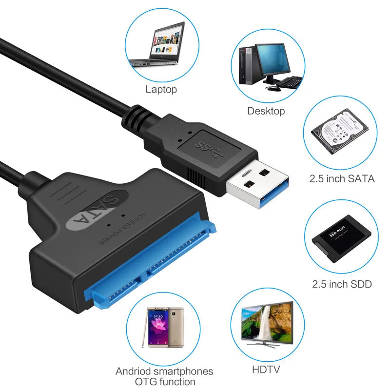 SATA to USB 3.0 Adapter Cable – 6 Gbps for 2.5" HDD & SSD SATA USB Adapter Cable Axl