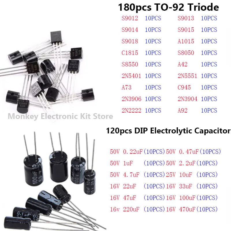 1818 PCS Electronic Components Kit – Resistors, LEDs, Capacitors Electronic Components Kit Axl