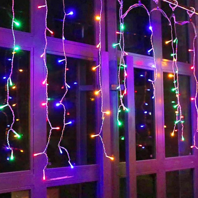 5M LED Icicle Curtain String Lights – 96 LEDs, 8 Modes EU Plug LED String Lights Axl RGB