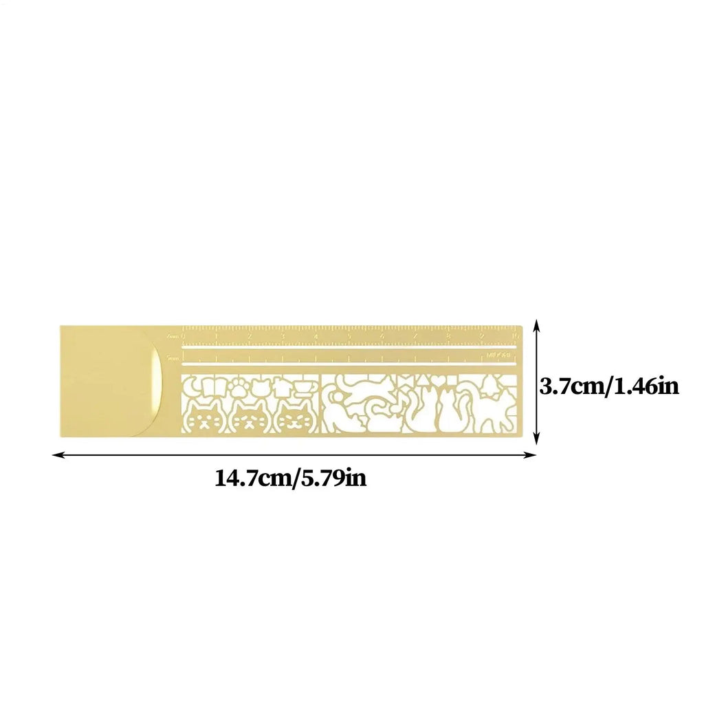 Cute Cat Metal Stencil Ruler – Cartoon Template for School & Office Stencil Ruler Axl