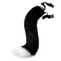 Cat & Fox Plush Tail – Anime Cosplay Halloween Costume Prop Cosplay Tail Prop Axl black white